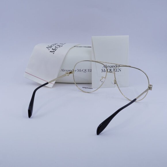 Alexander McQueen AM0260O 001 Aviator Eyeglasses 61mm - Gold - Picture 10 of 10